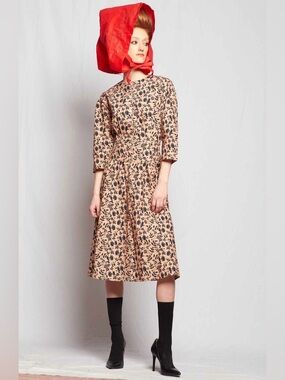 Batsheva Lucille Floral Prairie Dress Size 0 Cotton Poplin Midi Cottagecore